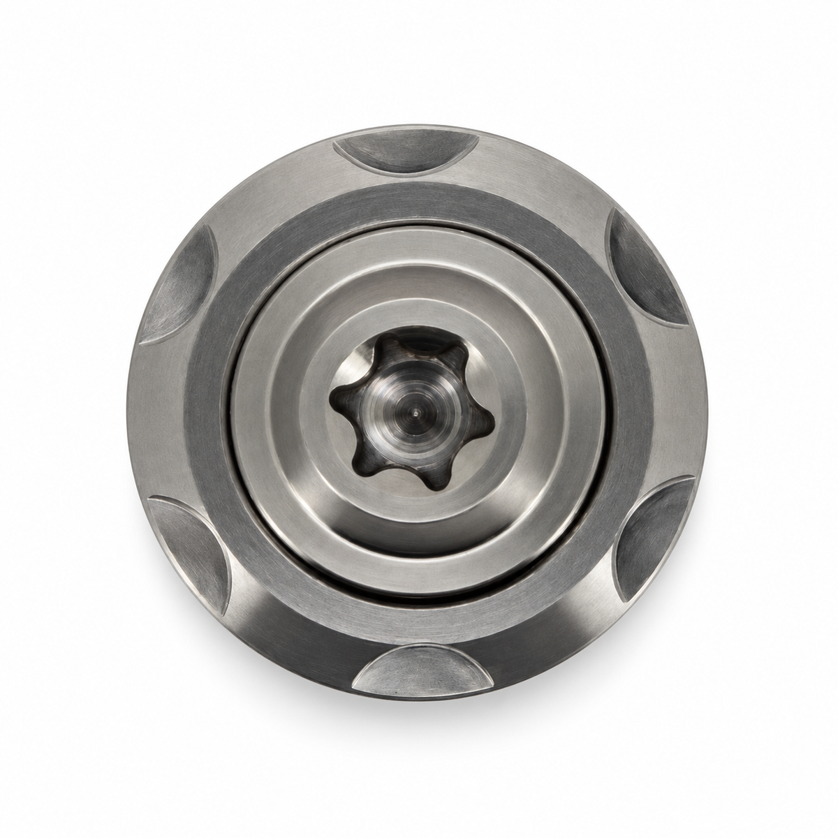 Vooraanzicht van een titanium Torx bout met Step Washer