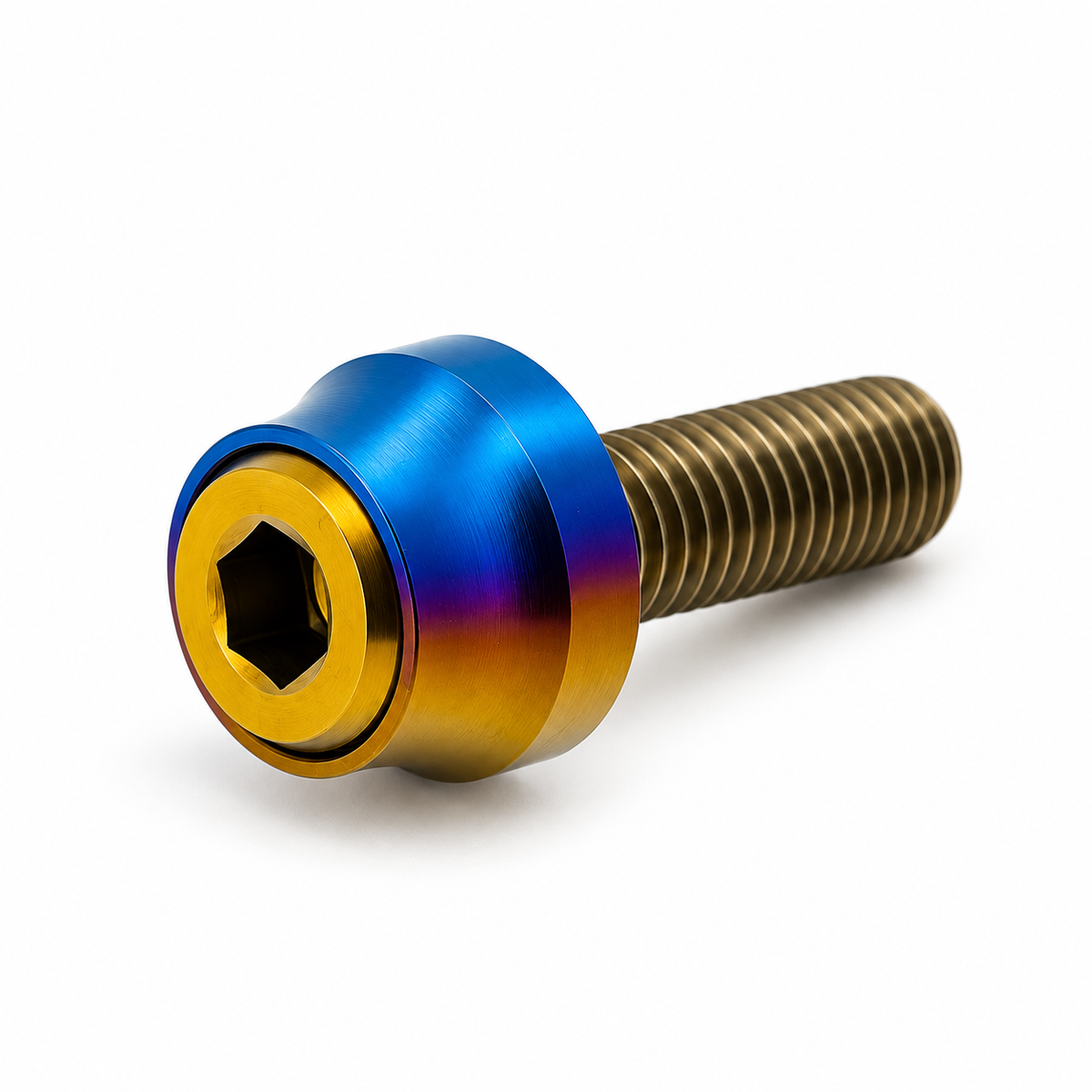 Blauw en goud afgewerkte titanium inbusbout M8 met Cup Washer