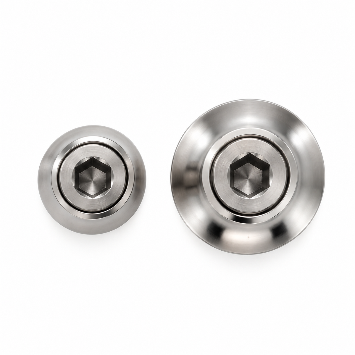 Vooraanzicht van titanium inbusbouten M8 met Cup Washers