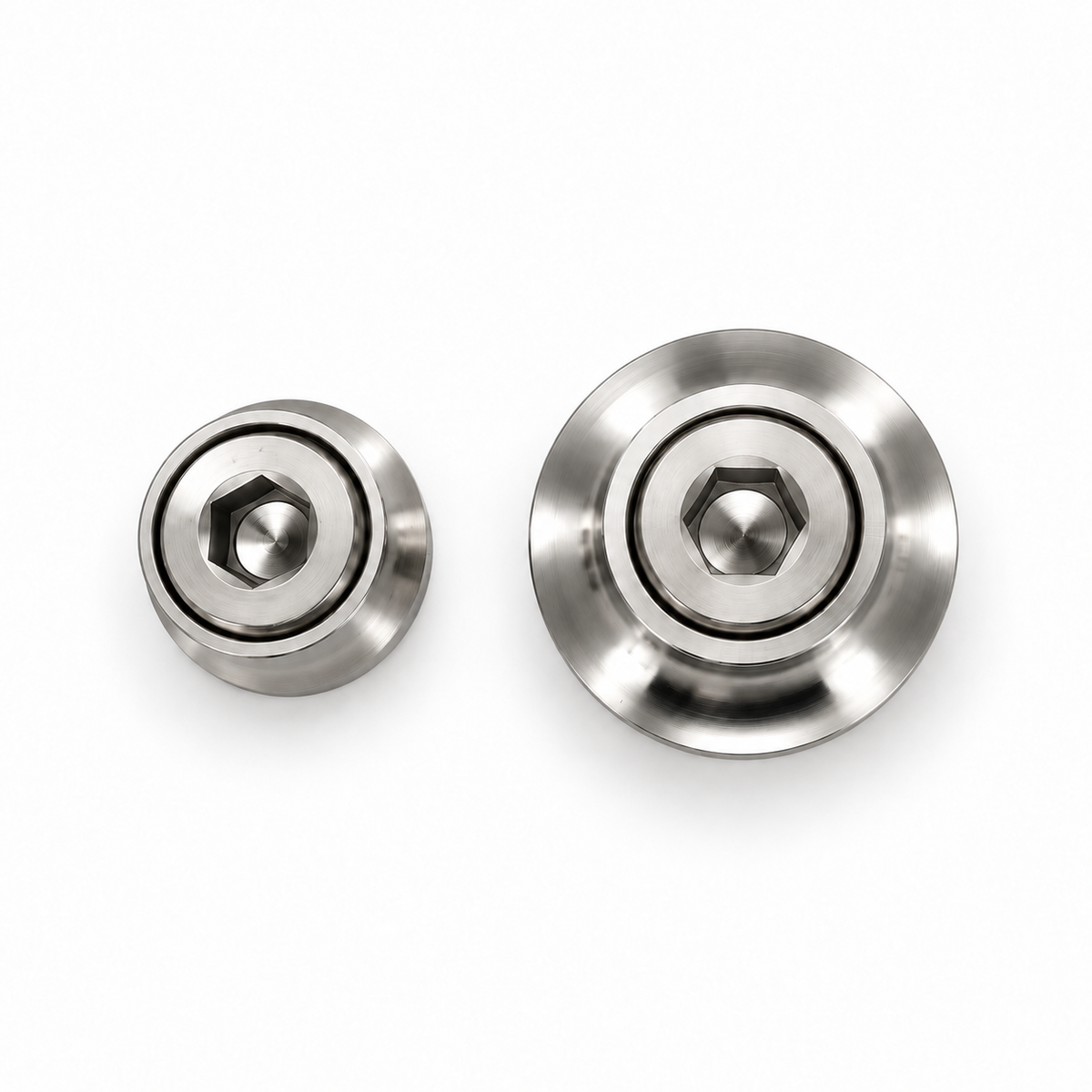 Vooraanzicht van titanium inbusbouten M5 met Cup Washers