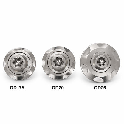 Vooraanzicht van M6 Torx bouten met Step Washers OD17,5, OD20 en OD26