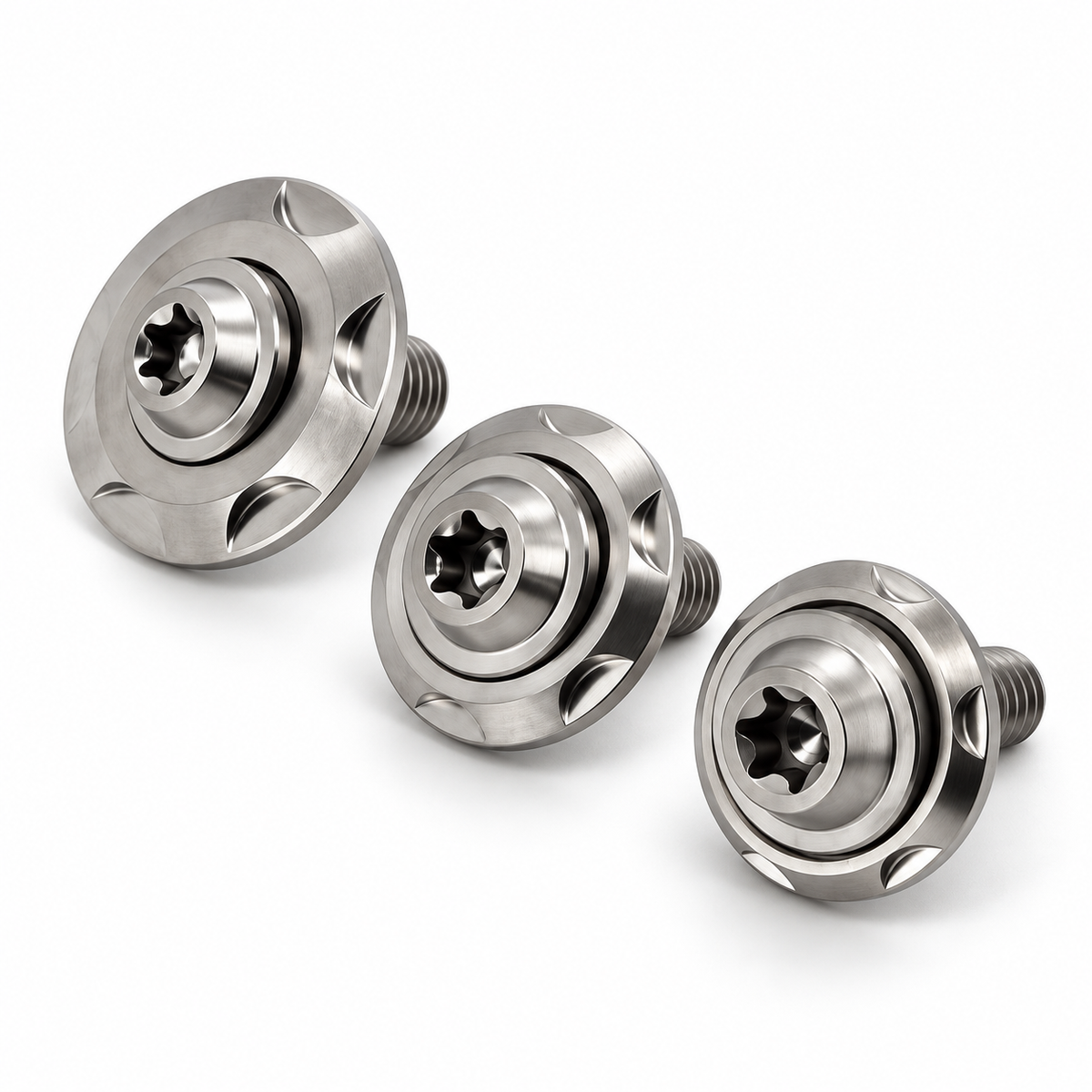 Titanium Low-Profile Torx bouten M6 met Step Washers in drie uitvoeringen