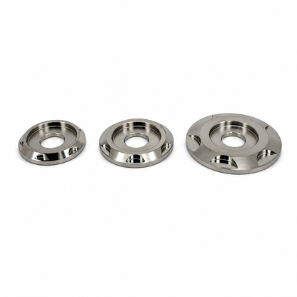 TiHex raw titanium flush fit washers in three sizes
