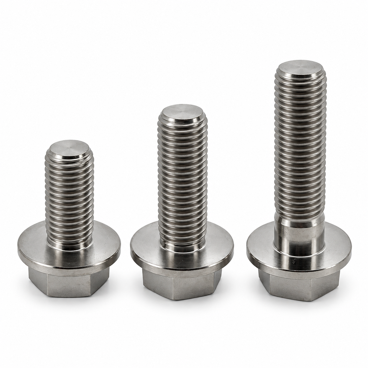 Titanium flensbouten M10x1.25 in drie lengtes