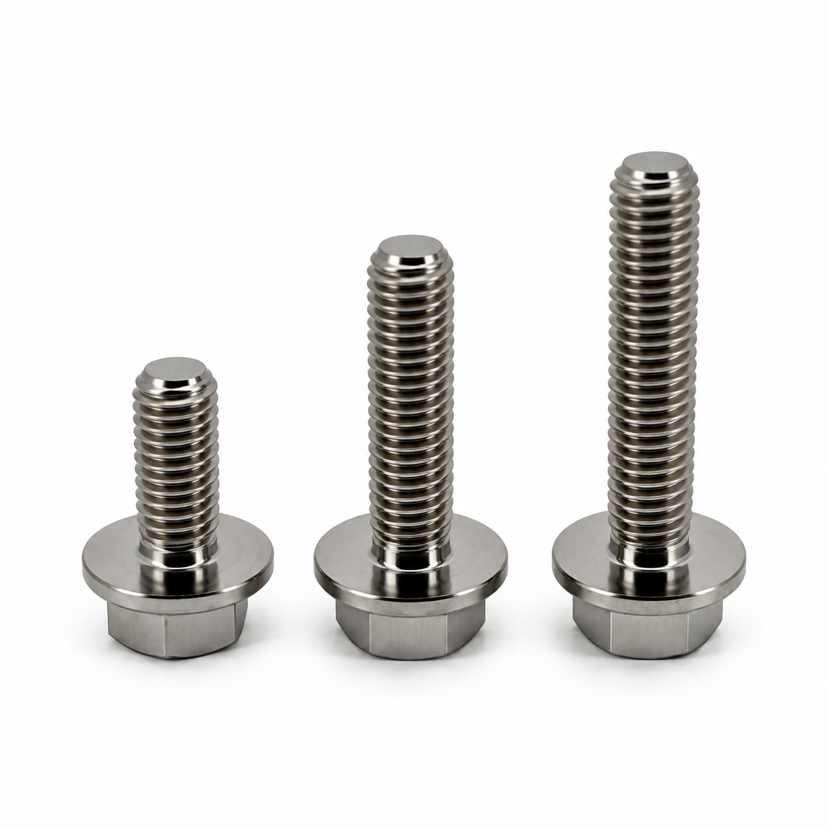 Titanium zeskantflensbouten in drie lengtes