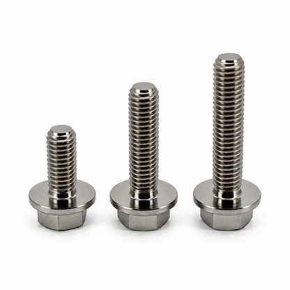 Titanium zeskantflensbouten in drie lengtes